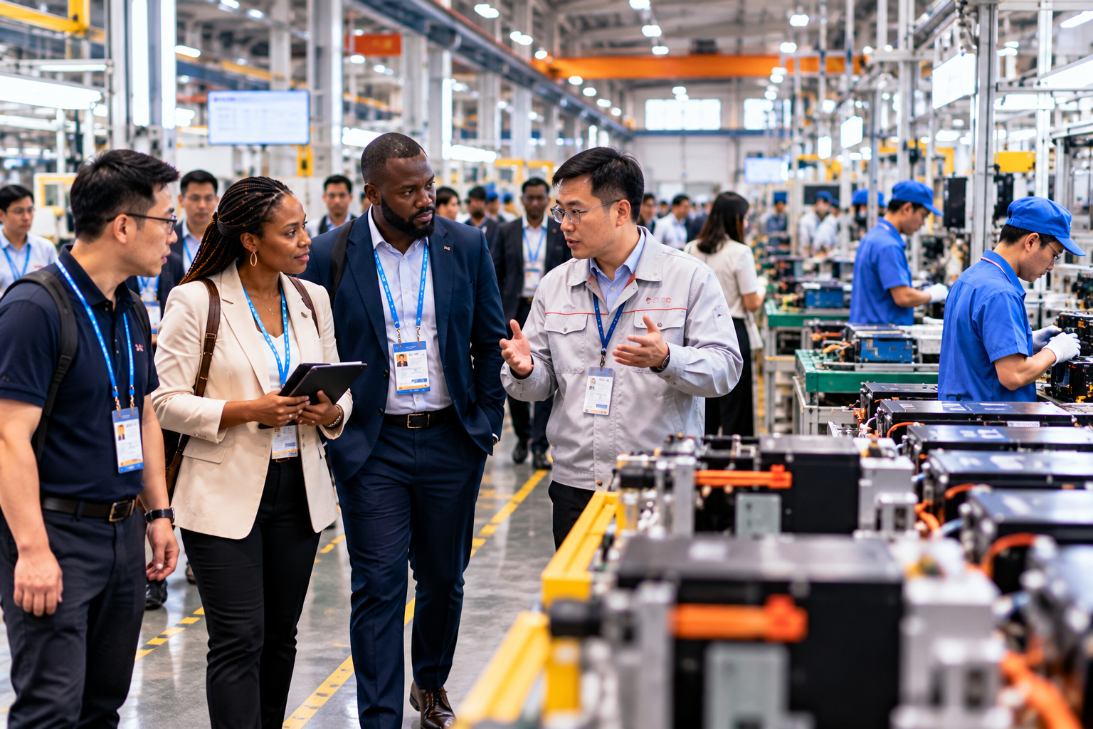 Business delegation visiting a Chinese factory